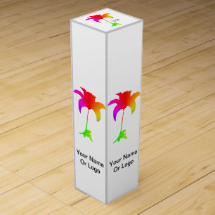 Personalize Rainbow Floral Trim Wine Gift Box