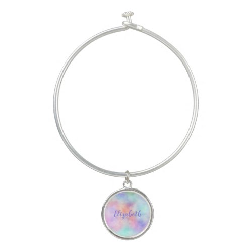 Personalize Rainbow Watercolor Pastel Gift for her Bangle Bracelet