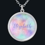 Personalize Rainbow Watercolor Pastel Gift for her Silver Plated Necklace<br><div class="desc">Monogram this lovely pastel rainbow color necklace with her name. Makes a great gift for bridesmaids,  mother of the bride,  mother of the groom,  Mother's day gift or birthday gift.</div>