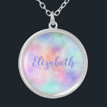 Personalize Rainbow Watercolor Pastel Gift for her Silver Plated Necklace<br><div class="desc">Monogram this lovely pastel rainbow color necklace with her name. Makes a great gift for bridesmaids,  mother of the bride,  mother of the groom,  Mother's day gift or birthday gift.</div>