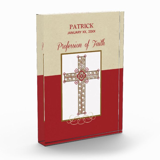 Personalize, RCIA Blessings on Profession of Faith Acrylic Award (Left)
