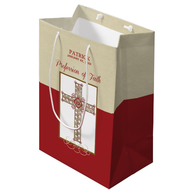 Personalize, RCIA Blessings on Profession of Faith Medium Gift Bag (Front Angled)