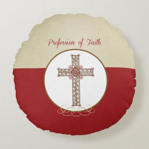 Personalize RCIA Blessings on Profession of Faith Round Pillow