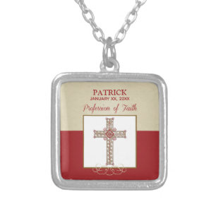 Personalize, RCIA Blessings on Profession of Faith Silver Plated Necklace