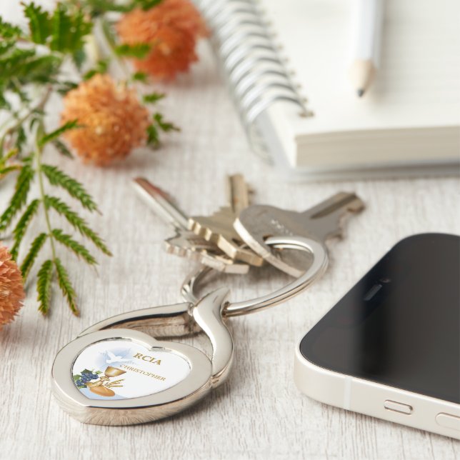 Personalize, RCIA Congrats Catholic Sacrament Keychain (Side)