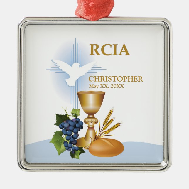Personalize, RCIA Congrats Catholic Sacrament Metal Ornament (Front)