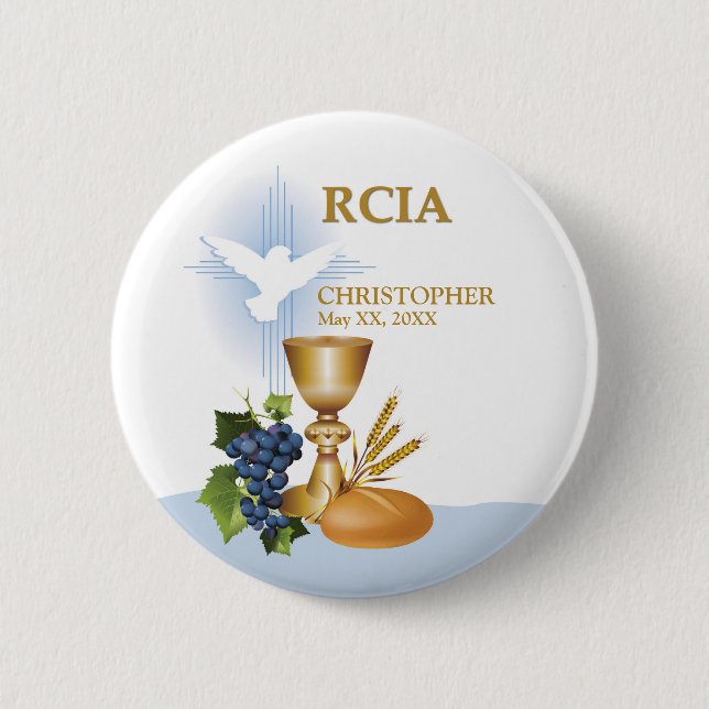 Personalize, RCIA Congrats Catholic Sacrament Pinback Button (Front)