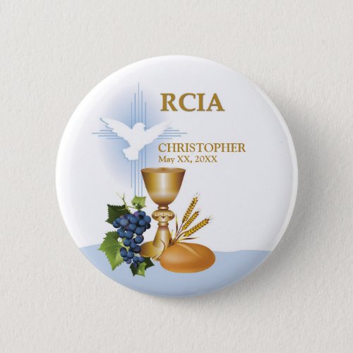 Personalize RCIA Congrats Catholic Sacrament Pinback Button