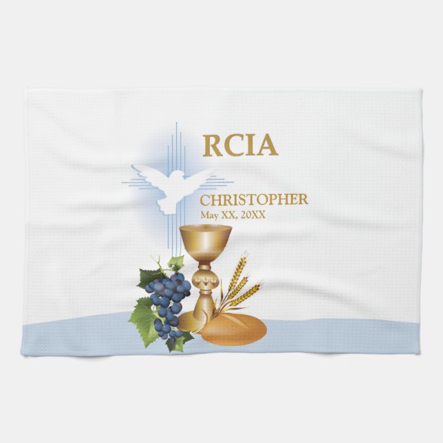 Personalize, RCIA Congrats Catholic Sacrament Towel (Horizontal)