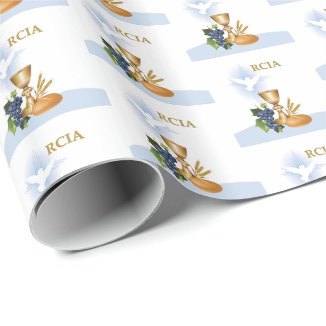 Personalize, RCIA Congrats Catholic Sacrament Wrapping Paper (Roll Corner)