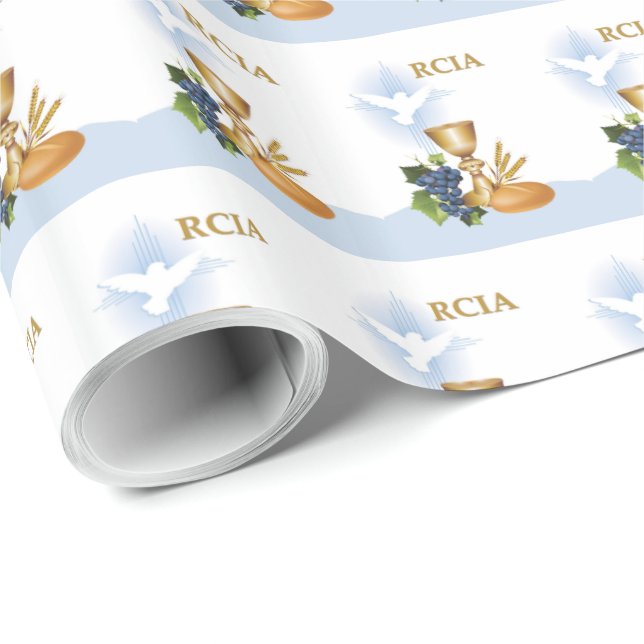 Personalize, RCIA Congrats Catholic Sacrament Wrapping Paper (Roll Corner)