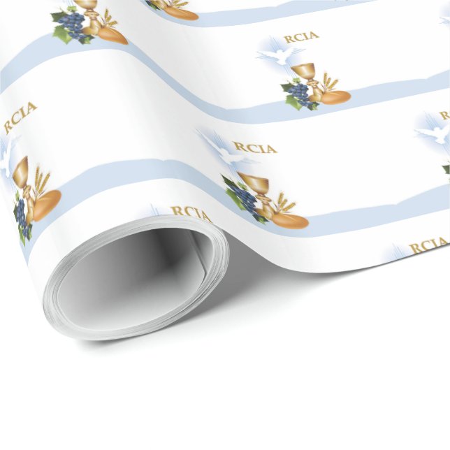Personalize, RCIA Congrats Catholic Sacrament Wrapping Paper (Roll Corner)