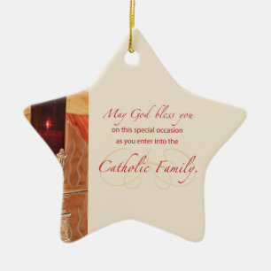 Personalize, RCIA Congratulations, Catholic, Red Ceramic Ornament
