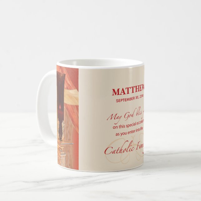 Personalize, RCIA Congratulations, Catholic, Red Coffee Mug (Front Left)
