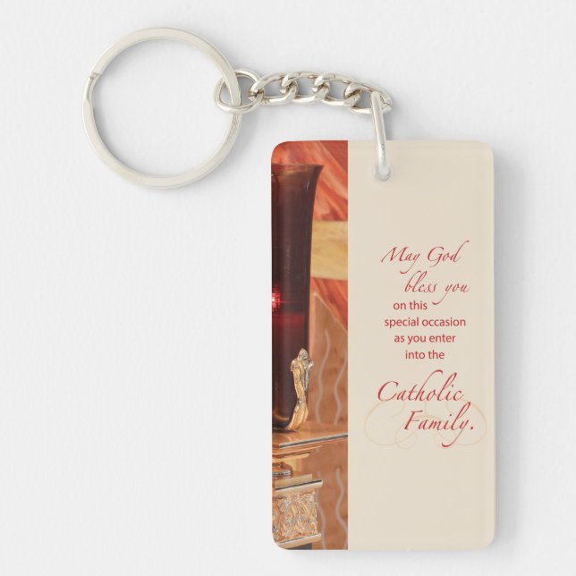 Personalize, RCIA Congratulations, Catholic, Red Keychain (Front)