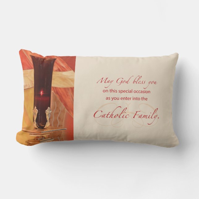Personalize, RCIA Congratulations, Catholic, Red Lumbar Pillow (Front)