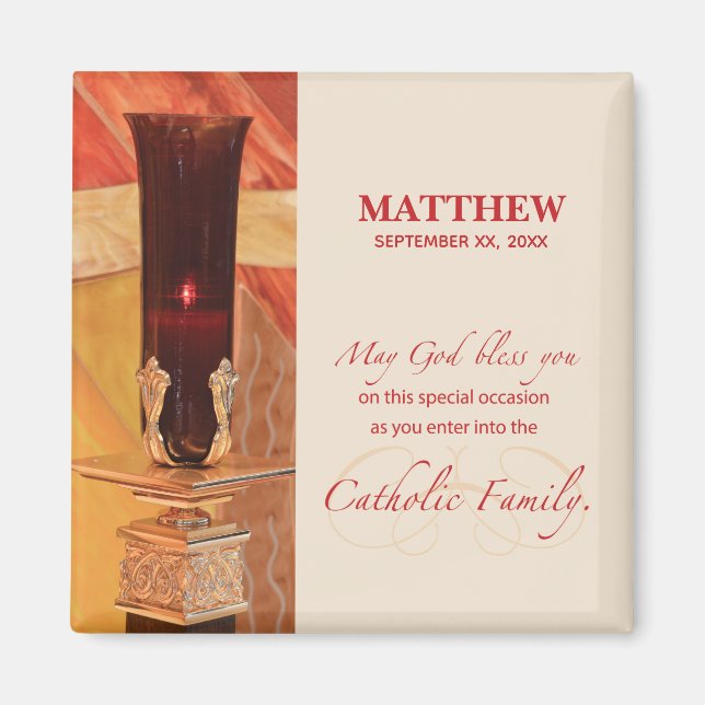 Personalize, RCIA Congratulations, Catholic, Red Magnet (Front)