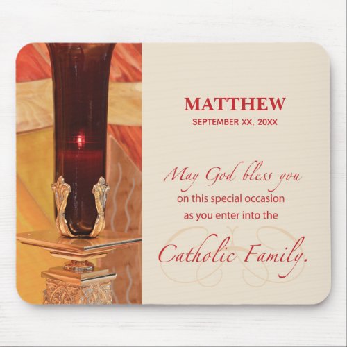 Personalize RCIA Congratulations Catholic Red Mouse Pad