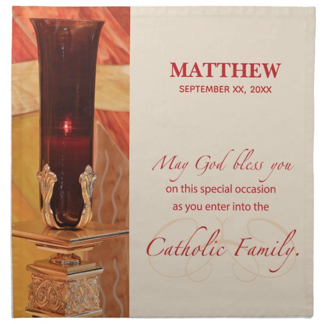 Personalize, RCIA Congratulations, Catholic, Red Napkin (Front)