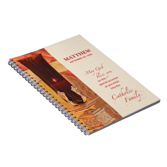 Personalize, RCIA Congratulations, Catholic, Red Notebook (Right Side)