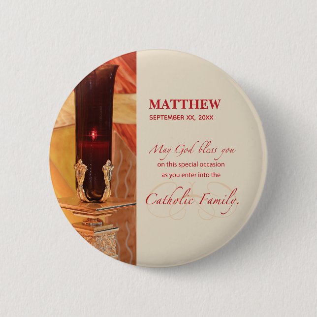 Personalize, RCIA Congratulations, Catholic, Red Pinback Button (Front)