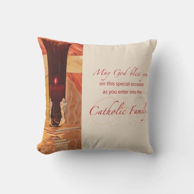 Personalize, RCIA Congratulations, Catholic, Red Throw Pillow (Front)