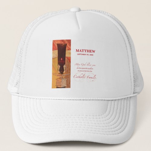 Personalize RCIA Congratulations Catholic Red Trucker Hat