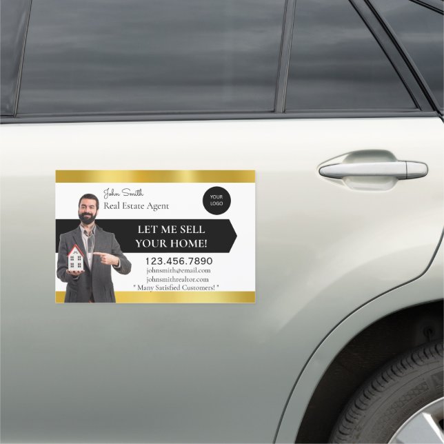 Personalize Real Estate Agent Home Sales Detailed  Car Magnet (In Situ)
