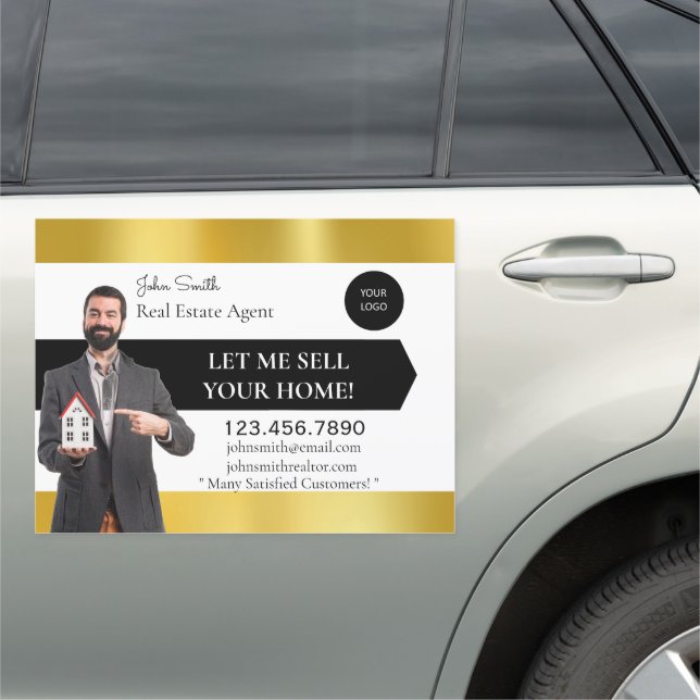 Personalize Real Estate Agent Home Sales Detailed  Car Magnet (In Situ)