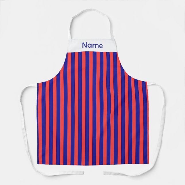 Personalize Red And Blue Stripes Apron (Front)
