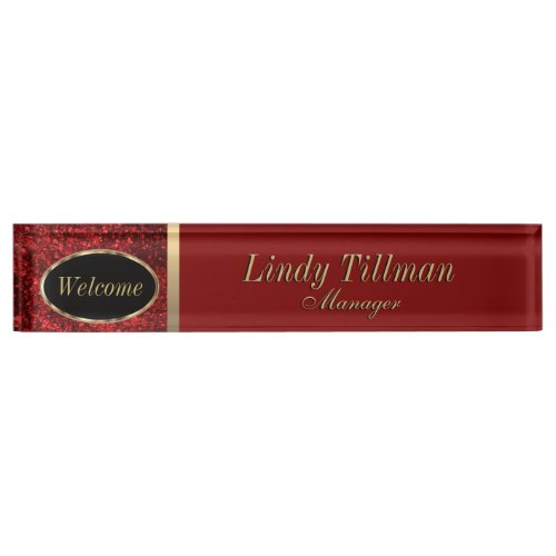 Personalize Red and Gold  Name Plate