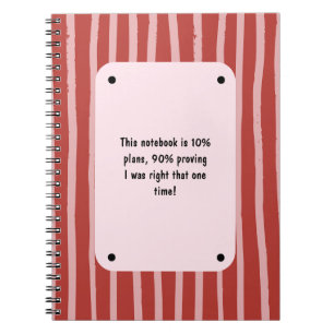 PERSONALIZE Red and Pink Stripe Pattern Notebook