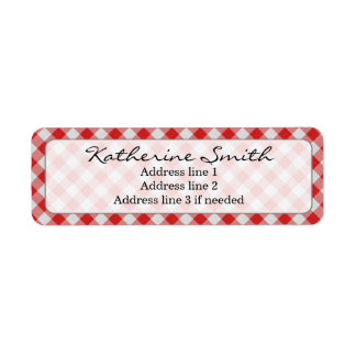 Personalize: Red and White Gingham Check Pattern Label
