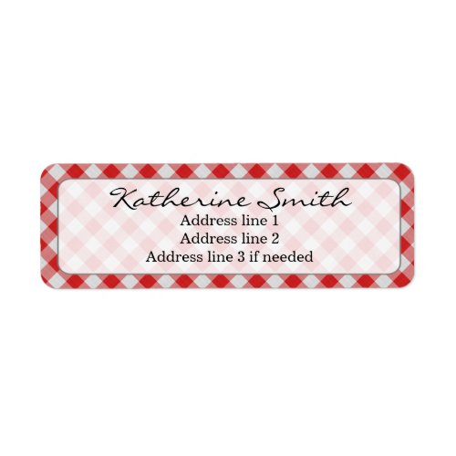 Personalize Red and White Gingham Check Pattern Label