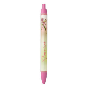 Personalize: Red and White Star Lily Floral Photo Pen
