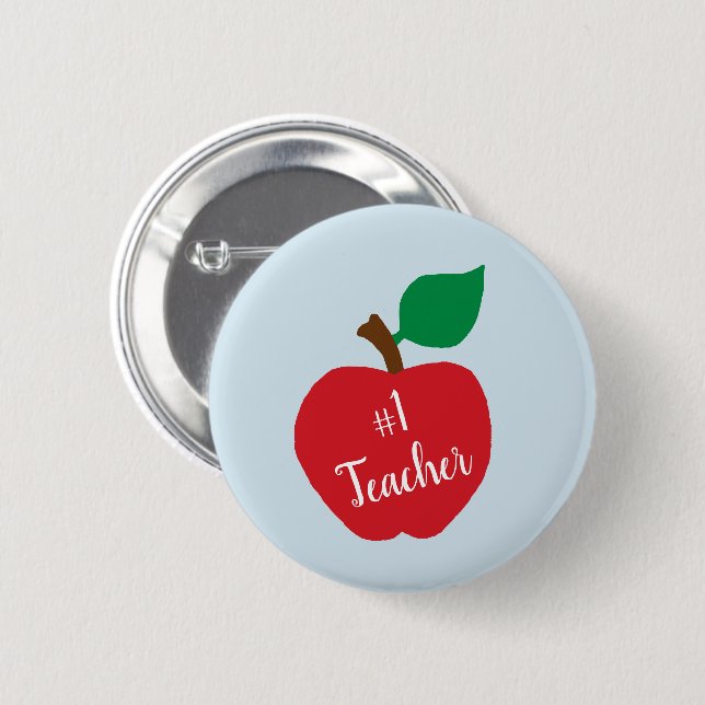 Personalize Red Apple Teacher Gift #1 Teacher Pin (Front & Back)