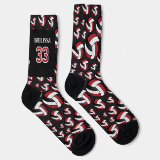 Personalize Red, Black and White Volleyball  Socks