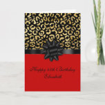 Personalize Red Black Gold Leopard Print Birthday Card