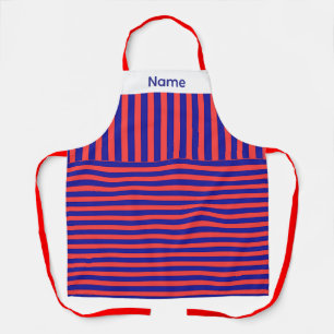 Personalize Red Blue Vertical Horizontal Stripes Apron