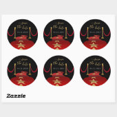Personalize Red Carpet Themed Party Save the Date Classic Round Sticker (Sheet)