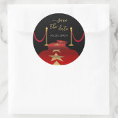 Personalize Red Carpet Themed Party Save the Date Classic Round Sticker (Bag)