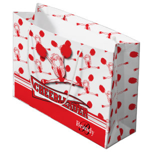 Personalize Red Cheerleader Large Gift Bag