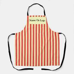Personalize Red Creme Stripes Kitchen Chef Apron