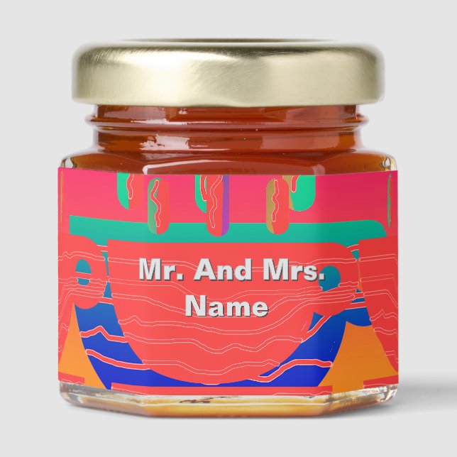 Personalize Red Cup Collage  Honey Jar Favors (Front)