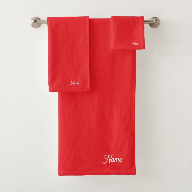 Personalize Red Gift Personal      Bath Towel Set (Insitu)