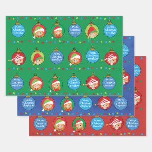 Personalize Red Hair Girl Elf Wrapping Paper Sheets