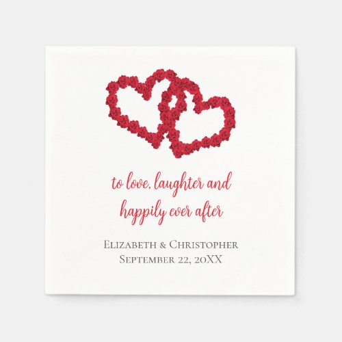 Personalize Red Hearts Wedding Quotes Wedding  Napkins