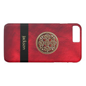 Personalize Red Leather Celtic Knot iPhone 7 Case (Back (Horizontal))
