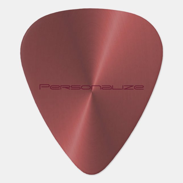Personalize Red Metallic Print 🎸 Guitar Pick (Front)