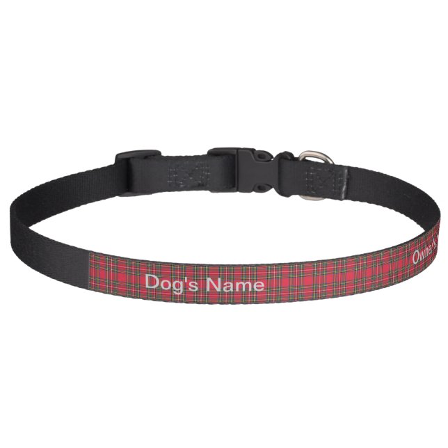 Personalize Red Plaid DOG   Pet Collar (Front)